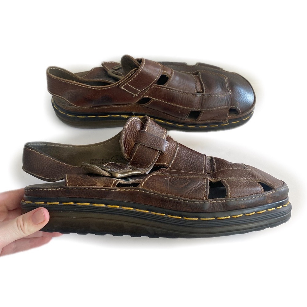 Dr. Martens Men’s Vintage Brown Leather Platform Fisherman Sandals 9643